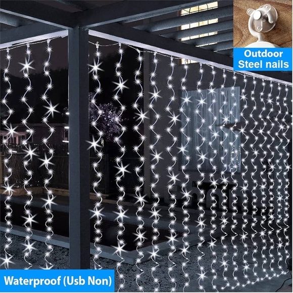 New set of 2/  ZSJWL 300 LED White Curtain - Picture 5 of 7